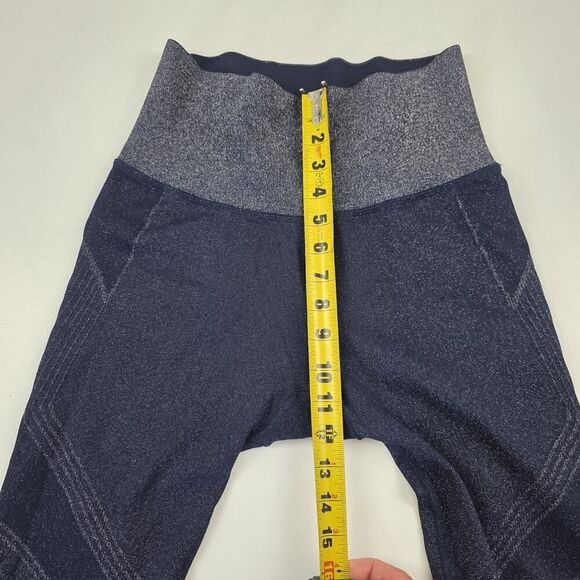 Athleta Twilight Tight Blue Silver Sparkle Shimmer Leggings Medium Gorpcore Gym - Picture 9 of 14